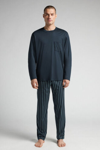 Pigiama lungo in cotone mercerizzato premium stampato