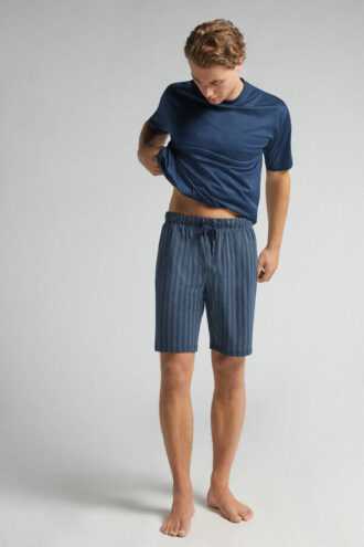 Shorts in cotone con stampa a righe Shorts in cotone con stampa a righe