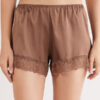 Shorts in seta con bordi in pizzo