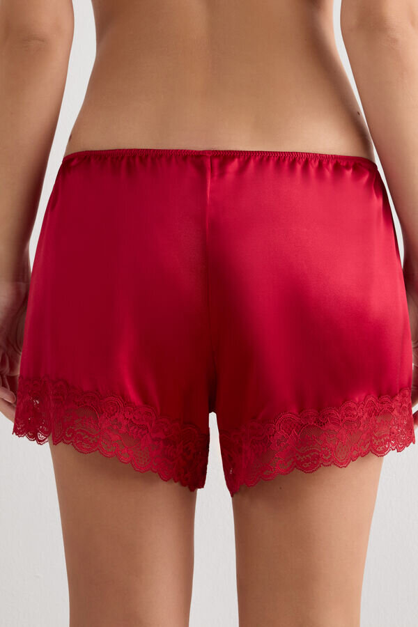 Shorts in seta con bordi in pizzo Shorts in seta con bordi in pizzo