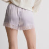 Shorts in seta con bordi in pizzo