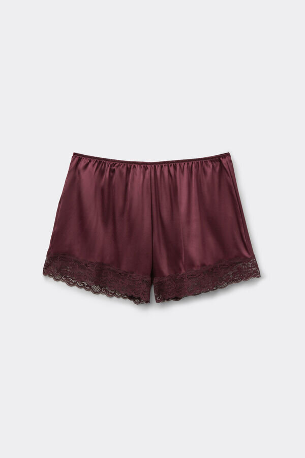 Shorts in seta con bordi in pizzo Shorts in seta con bordi in pizzo