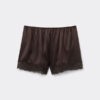Shorts in seta con bordi in pizzo
