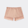 Shorts in seta con bordi in pizzo