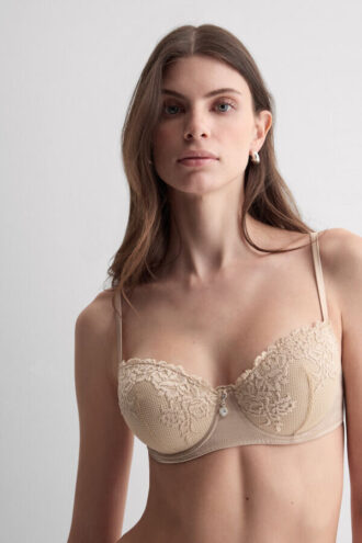 Silky Flowers Sofia Reggiseno a balconcino in seta e pizzo