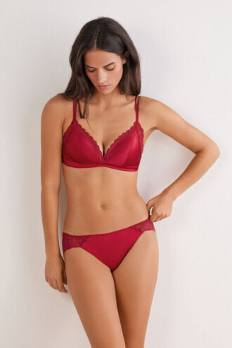 Slip bikini in pizzo e seta