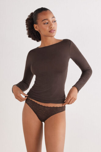 Slip Brazilian in microfibra e pizzo