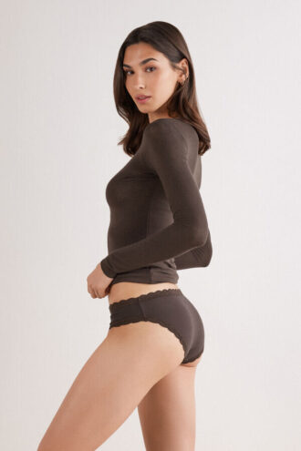 Slip in cotone e pizzo