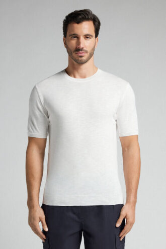 T-shirt in maglia di cotone fiammato