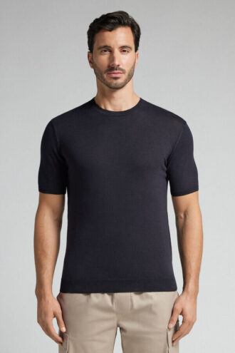 T-shirt in maglia di cotone fiammato