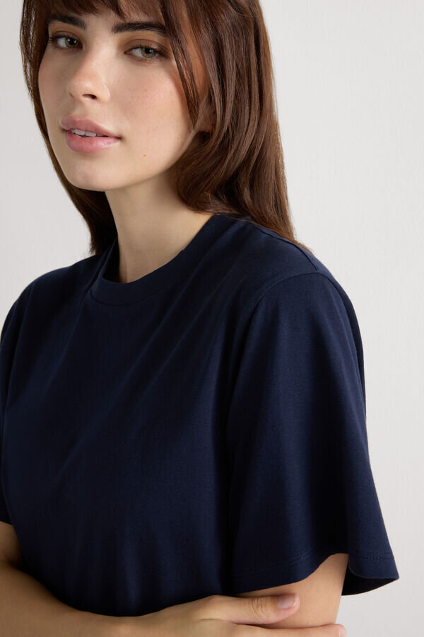 Top a maniche corte in cotone dalla vestibilità squadrata Top a maniche corte in cotone dalla vestibilità squadrata