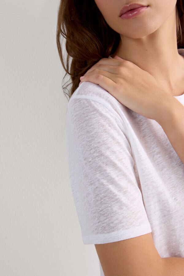 Top a maniche corte in puro lino Top a maniche corte in puro lino