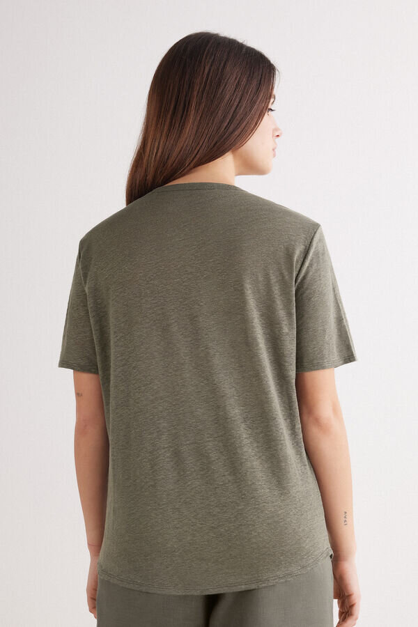 Top a maniche corte in puro lino Top a maniche corte in puro lino