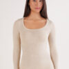 Top a maniche lunghe con scollo rotondo in modal ultraleggero e cashmere