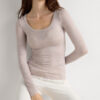 Top a maniche lunghe con scollo rotondo in modal ultraleggero e cashmere