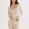Top a maniche lunghe con scollo rotondo in modal ultraleggero e cashmere