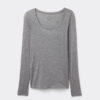 Top a maniche lunghe con scollo rotondo in modal ultraleggero e cashmere