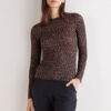 Top a maniche lunghe con stampa leopardata in modal ultraleggero con cashmere