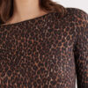 Top a maniche lunghe con stampa leopardata in modal ultraleggero con cashmere
