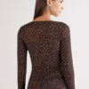 Top a maniche lunghe con stampa leopardata in modal ultraleggero con cashmere