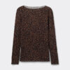 Top a maniche lunghe con stampa leopardata in modal ultraleggero con cashmere