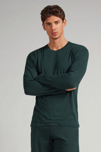 Top a maniche lunghe in morbida seta