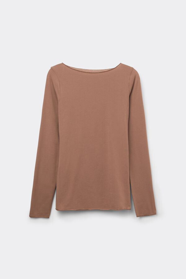 Top con scollo a barchetta in cotone ultraleggero Top con scollo a barchetta in cotone ultraleggero