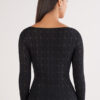 Top con scollo a barchetta in maglia a trecce ultraleggera con cashmere