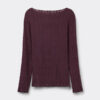 Top con scollo a barchetta in maglia a trecce ultraleggera con cashmere