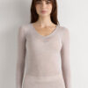 Top con scollo a V in modal ultraleggero con cashmere