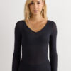 Top con scollo a V in modal ultraleggero con cashmere