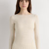 Top girocollo in modal light con lamé cashmere