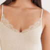 Top in misto cashmere ultraleggero modal con pizzo