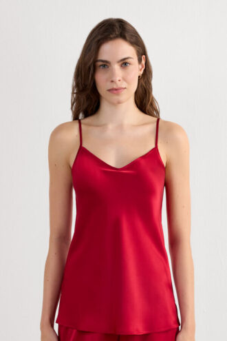 Top in raso di seta con scollo a V