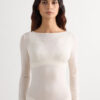 Top ultraleggero in modal e cashmere con scollo a barchetta Top ultraleggero in modal e cashmere con scollo a barchetta