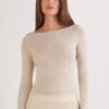Top ultraleggero in modal e cashmere con scollo a barchetta Top ultraleggero in modal e cashmere con scollo a barchetta