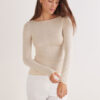 Top ultraleggero in modal e cashmere con scollo a barchetta Top ultraleggero in modal e cashmere con scollo a barchetta