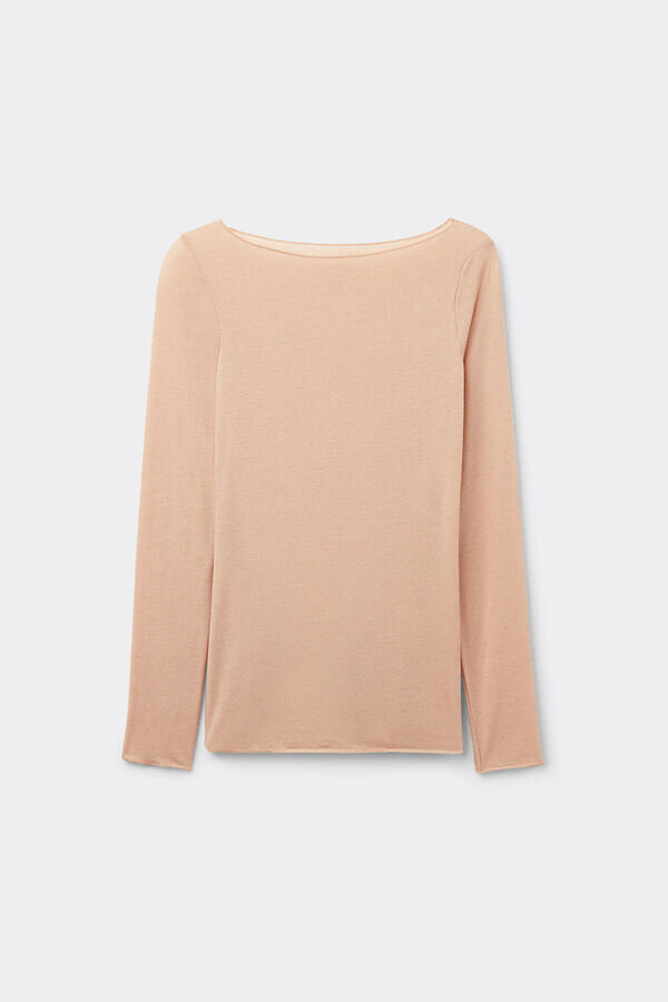 Top ultraleggero in modal e cashmere con scollo a barchetta Top ultraleggero in modal e cashmere con scollo a barchetta