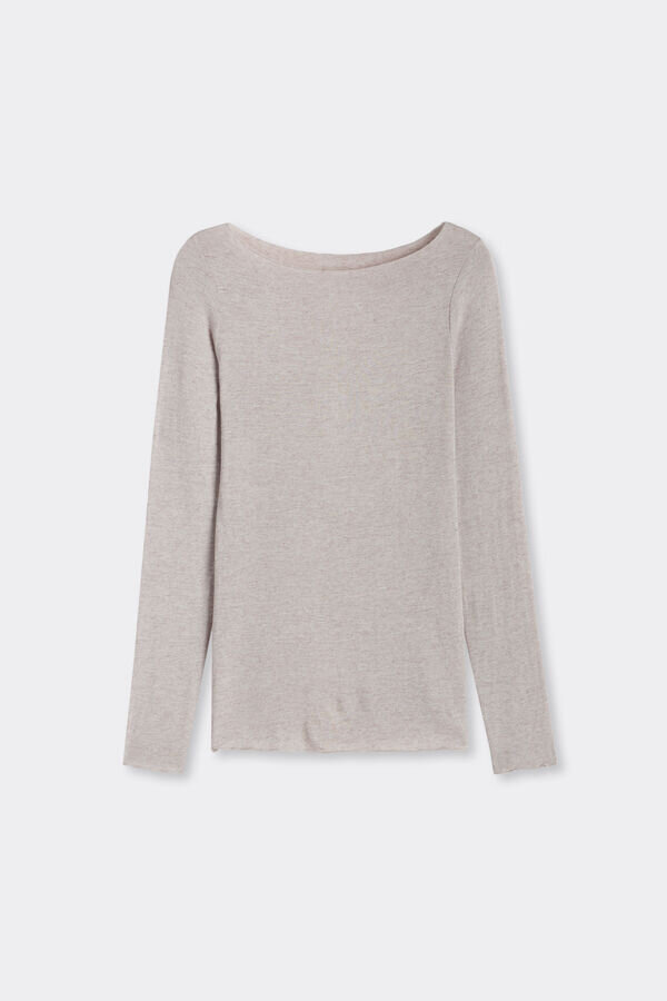 Top ultraleggero in modal e cashmere con scollo a barchetta Top ultraleggero in modal e cashmere con scollo a barchetta