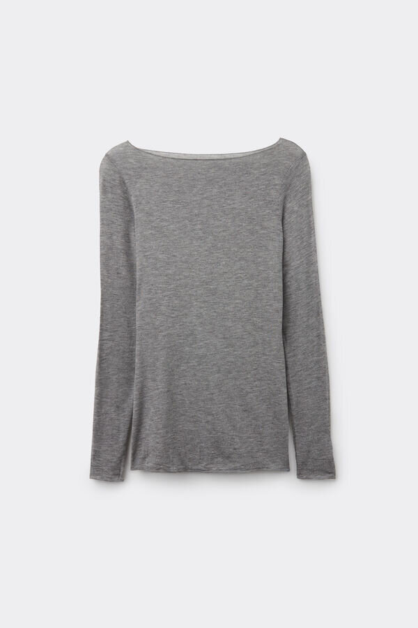 Top ultraleggero in modal e cashmere con scollo a barchetta Top ultraleggero in modal e cashmere con scollo a barchetta